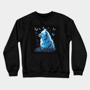 Samoyed And Butterflies Crewneck Sweatshirt